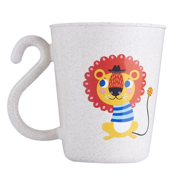 Kids Cup Toddler Child Wheat Straw Drinking Cups Cartoon Printing Resuable Drinking Cup Handle