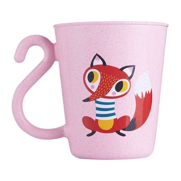 Kids Cup Toddler Child Wheat Straw Drinking Cups Cartoon Printing Resuable Drinking Cup Handle