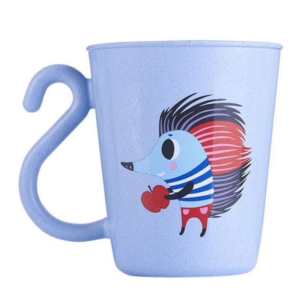 Kids Cup Toddler Child Wheat Straw Drinking Cups Cartoon Printing Resuable Drinking Cup Handle