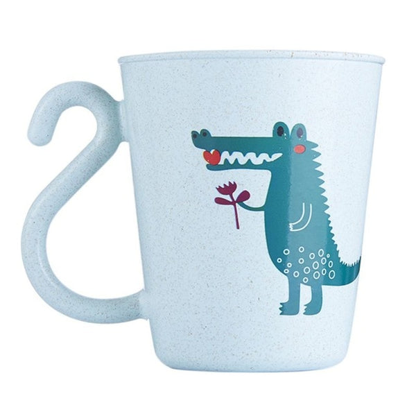 Kids Cup Toddler Child Wheat Straw Drinking Cups Cartoon Printing Resuable Drinking Cup Handle