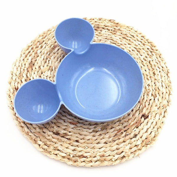 Wheat straw plates baby training bowl plate+spoon+fork cute bear baby tableware set kids dishes OPP packaging