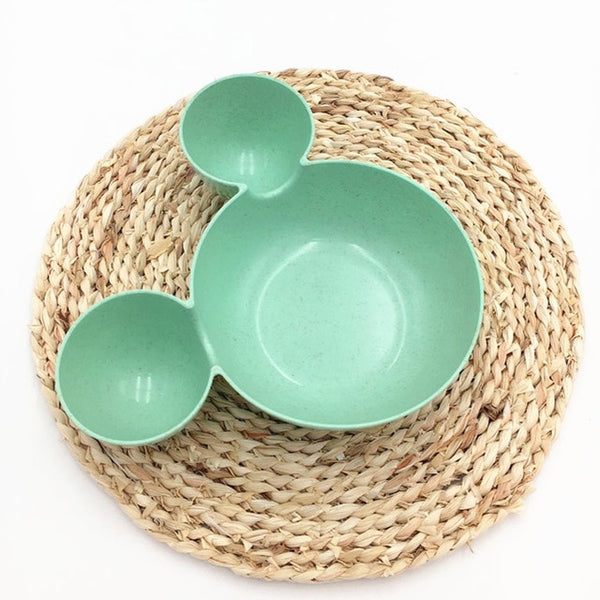 Wheat straw plates baby training bowl plate+spoon+fork cute bear baby tableware set kids dishes OPP packaging