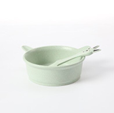 Wheat straw bowl folk spoon temperature sensing dishes set baby dinner plate training Bowl spoons fork learning eating tableware
