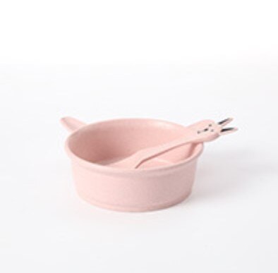 Wheat straw bowl folk spoon temperature sensing dishes set baby dinner plate training Bowl spoons fork learning eating tableware