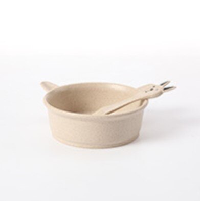 Wheat straw bowl folk spoon temperature sensing dishes set baby dinner plate training Bowl spoons fork learning eating tableware