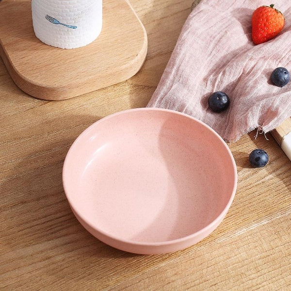 Children Lunch Food Plate Baby Feeding Bowl Wheat Straw Kids Snack Dinnerware Environmental Dishes Newborn Tableware MBG0552